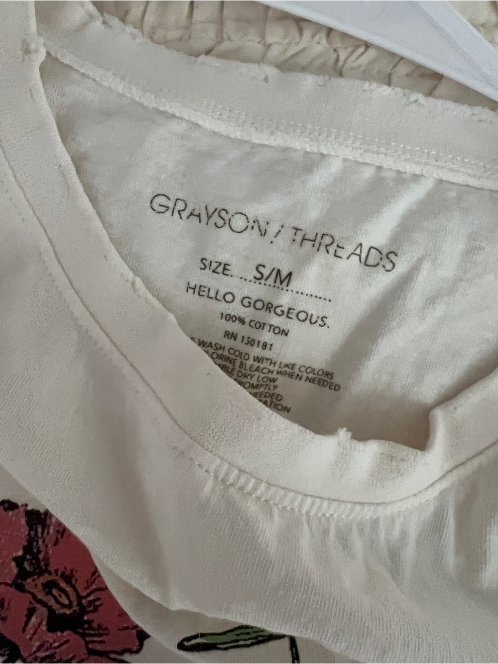 Grayson Threads Cream Tee with Purple & Green Floral Print - Picture 3 of 4